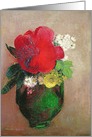 The Red Poppy (oil on canvas) by Odilon Redon, Fine Art Blank Note Card