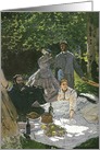 Dejeuner sur l’Herbe, Chailly, 1865 (central panel) (oil on canvas) (detail) by Claude Monet, Fine Art Blank Note Card