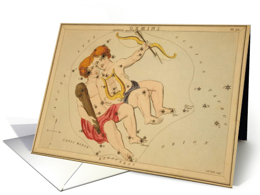Gemini zodiac illustration by Sydney Hall card (1737714)