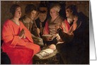 Adoration of the Shepherds (oil on canvas) by Georges de la Tour Fine Art Christmas Happy Holidays card