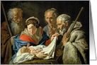 Adoration of the Infant Jesus by Matthias Stomer Fine Art Christmas Happy Holidays card