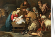 The Adoration of the Shepherds, c.1650 (oil on canvas) by Bartolome Esteban Murillo Fine Art Christmas Happy Holidays card