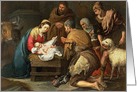 The Adoration of the Shepherds, c.1650 (oil on canvas) by Bartolome Esteban Murillo Fine Art Christmas Happy Holidays card
