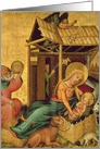 The Nativity, from the Buxtehude Altar, 1400-10 (tempera on panel) by Master Bertram of Minden Fine Art Christmas Happy Holidays card
