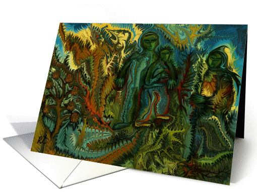 Separation, Surreal Figures Painting, Blank Note card (919844)