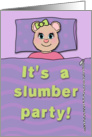 Girl’s Slumber Party Invitation with Cute Bear card