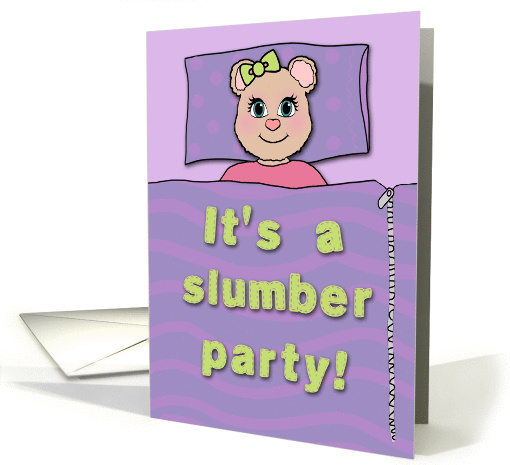 Girl's Slumber Party Invitation with Cute Bear card (1087554)