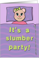 Girl’s Slumber Party Invitation with Cute Bear card