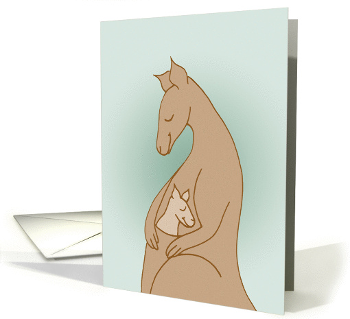 New Baby Congratulations- Kangaroo Hugs in mint green card (920321)