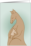New Baby Congratulations- Kangaroo Hugs in mint green card