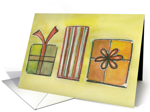 Christmas, Wrapped Gifts, Watecolors card (947746)