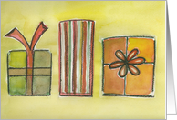 Christmas, Wrapped Gifts, Watecolors card