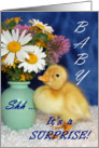 Surprise Baby Shower Invitation - Baby Duckling with Wild Flowers card