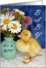Baby Shower - Baby Duckling with Wild Flowers card