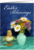 Easter Blessings - Baby Duckling with Wild Flowers card