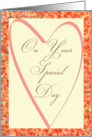 Birthday - pink heart - flower border card