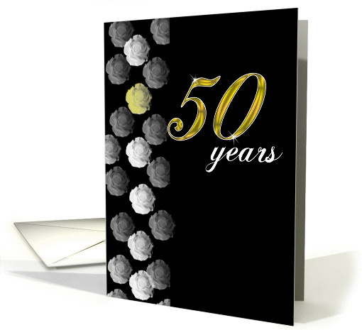 Golden anniversary - 50 years - black with roses card (925857)