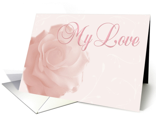 Love and romance, pink rose card (926745)
