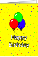 Happy Birthday - balloons - confetti - yellow card