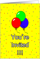 Birthday party invitation - balloons - confetti card