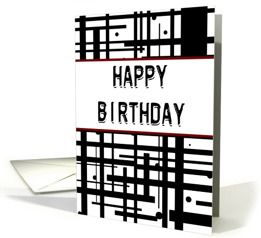 Happy birthday - black and white abstract card (932911)