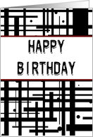 Happy birthday - black and white abstract card