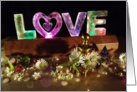 Rainbow love light with daisies & raindrops card
