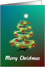 Green spiral Christmas tree card