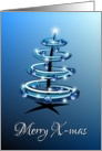 Blue spiral Christmas tree card