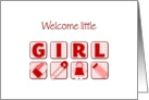 Girl’s pink icons- welcome little girl card