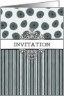 General invitation- stripes and dots grey teal card