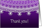 Bridesmaid Thank You, lace pattern in Purple card