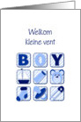 Dutch congratulations baby boy- blue icons. card