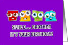 Birthday brother square funny faces card