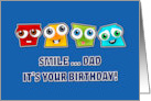 Birthday dad square funny faces, smile card