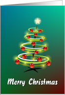 Green spiral Christmas tree card