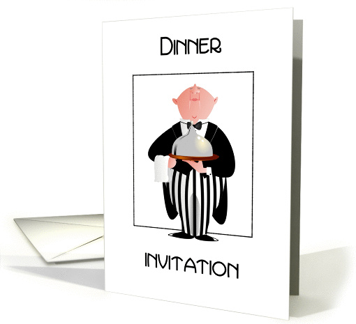 stylish butler- dinner invitation card (927828)