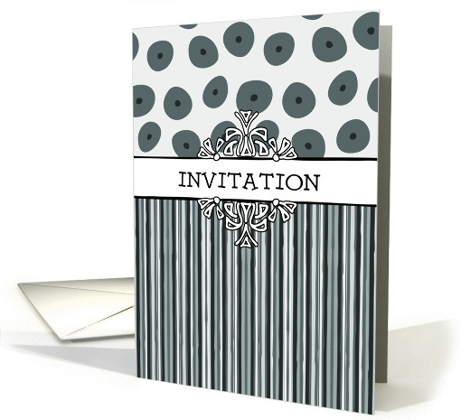 General invitation- stripes and dots grey teal card (927832)