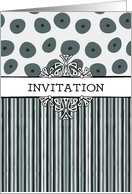 General invitation- stripes and dots grey teal card