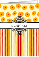 General invitation- stripes and dots pink card