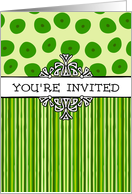 General invitation- stripes and dots pink card