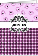 General invitation- blocks and dots purple card