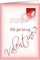 Will you be my Valentine- postcard with heart stamp card