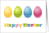 four Easter eggs with lace pattern- Happy Easter card