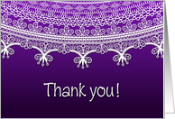 Bridesmaid Thank You, lace pattern in Purple card