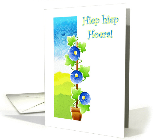 Dutch Happy birthday with floral climber card (940764)