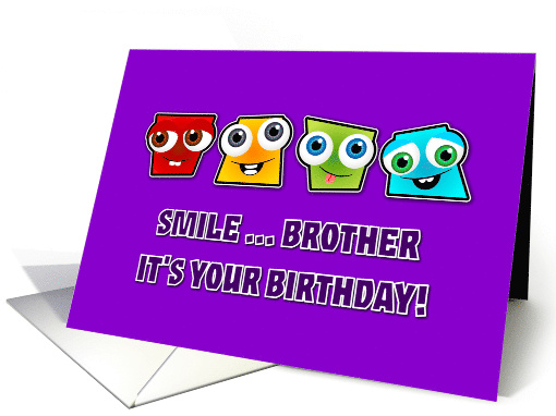 Birthday brother square funny faces card (941401)