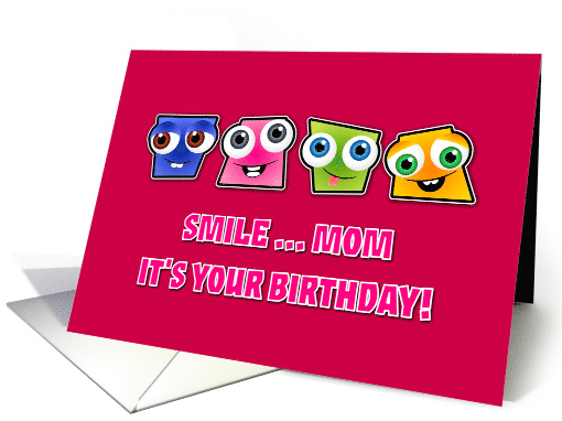 Birthday mom Square funny faces card (941619)