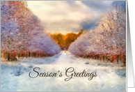 Season’s Greetings- painted Winter forest card