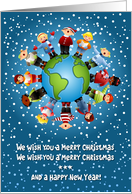 Christmas card Caroling around the world card